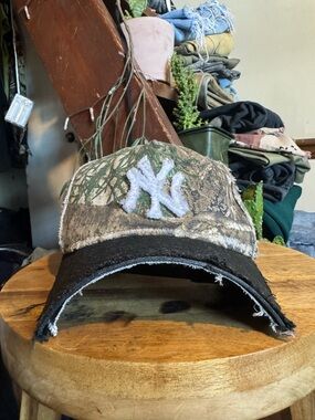 New Era Camouflage Baseball Cap with Black Brim and White NY Logo